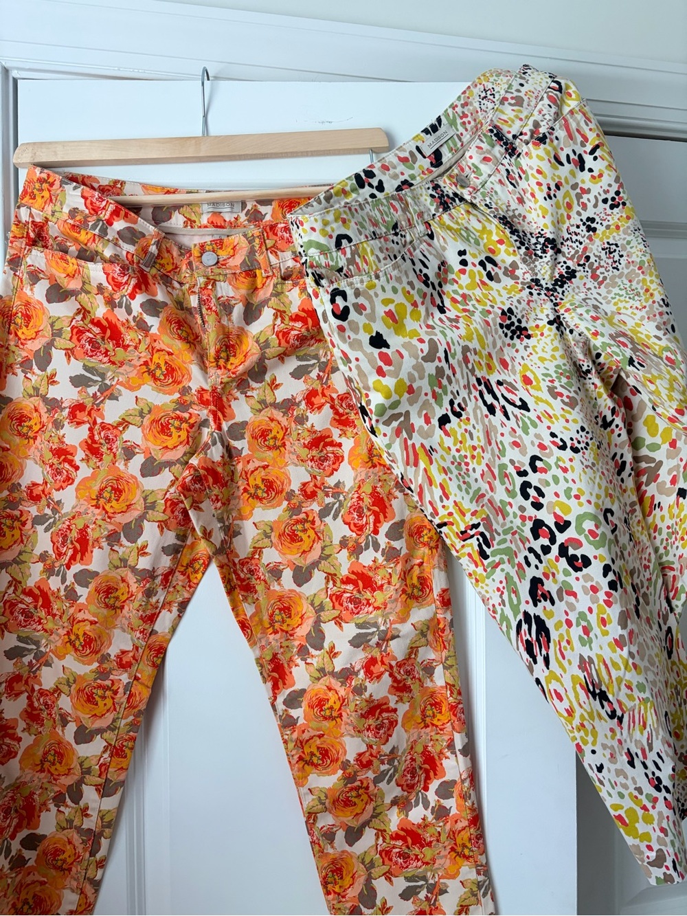 Madison Floral & Abstract Print Skinny Pants - Orange, Yellow, Black, Cream